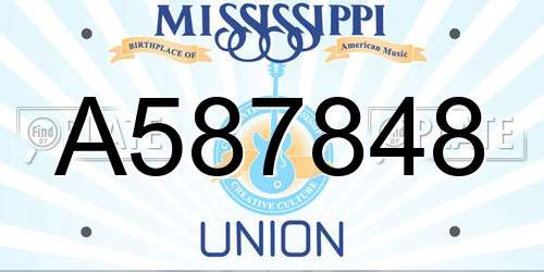 A587848 Mississippi License Plate