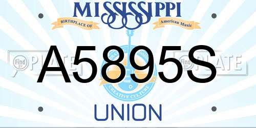 A5895S Mississippi License Plate