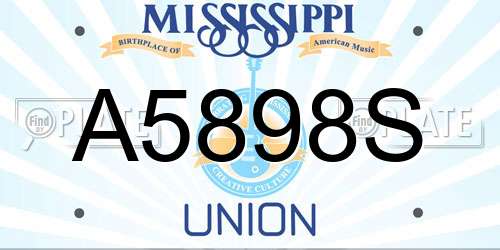 A5898S Mississippi License Plate