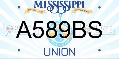 A589BS Mississippi License Plate