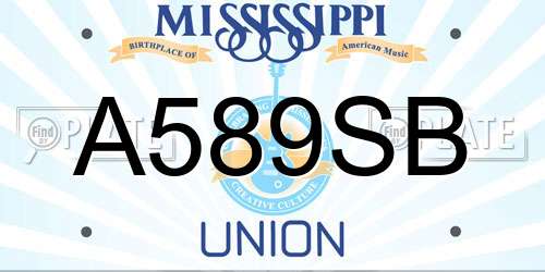 A589SB Mississippi License Plate