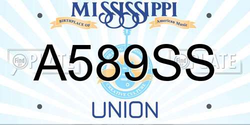 A589SS Mississippi License Plate