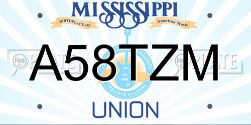 A58TZM Mississippi License Plate