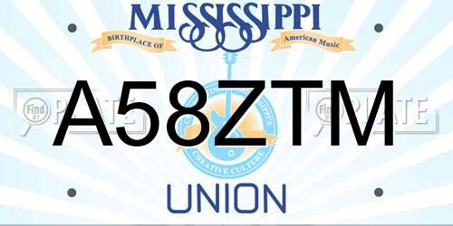 A58ZTM Mississippi License Plate