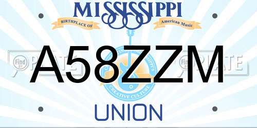 A58ZZM Mississippi License Plate