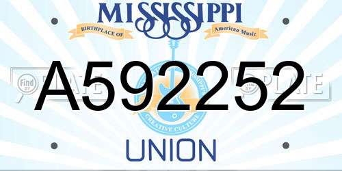 A592252 Mississippi License Plate