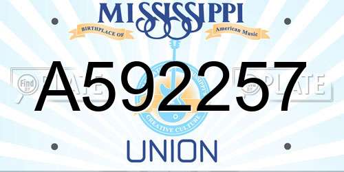 A592257 Mississippi License Plate