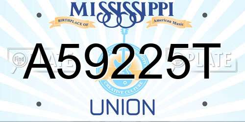 A59225T Mississippi License Plate