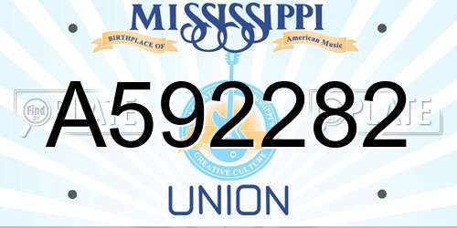 A592282 Mississippi License Plate