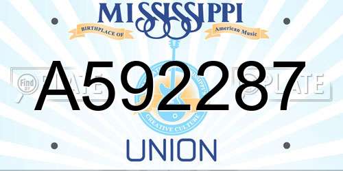 A592287 Mississippi License Plate