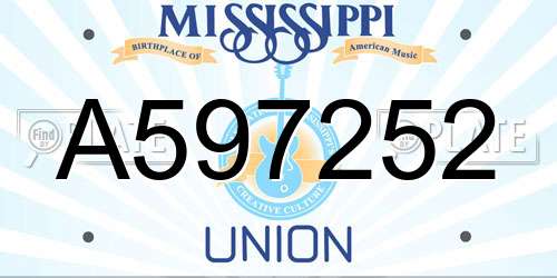 A597252 Mississippi License Plate