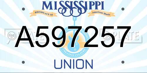 A597257 Mississippi License Plate