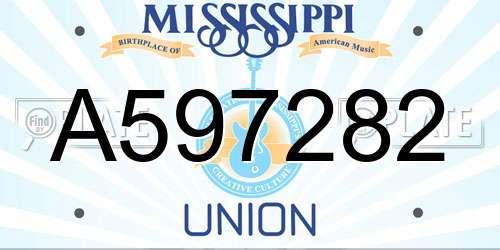 A597282 Mississippi License Plate