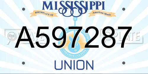 A597287 Mississippi License Plate