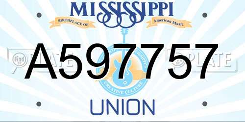 A597757 Mississippi License Plate