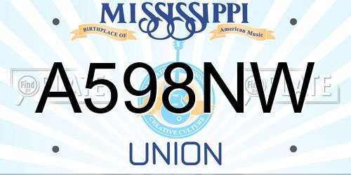 A598NW Mississippi License Plate
