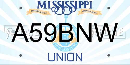A59BNW Mississippi License Plate