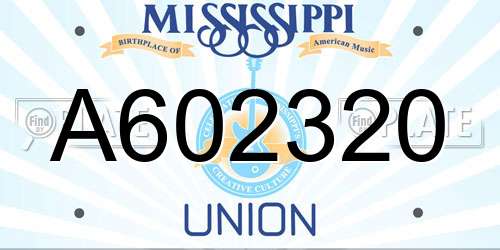A602320 Mississippi License Plate