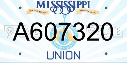 A607320 Mississippi License Plate