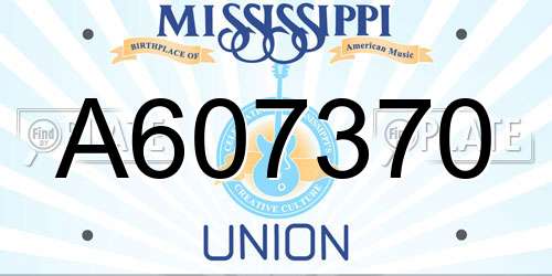 A607370 Mississippi License Plate