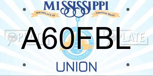 A60FBL Mississippi License Plate