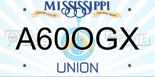 A60OGX Mississippi License Plate