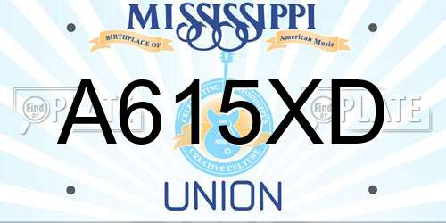 A615XD Mississippi License Plate