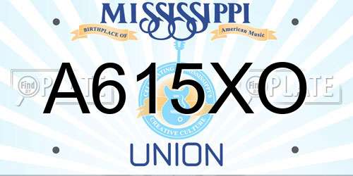 A615XO Mississippi License Plate