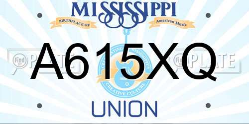A615XQ Mississippi License Plate