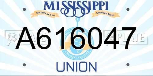 A616047 Mississippi License Plate