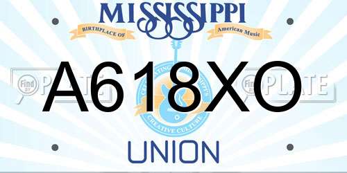 A618XO Mississippi License Plate
