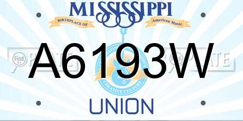 A6193W Mississippi License Plate