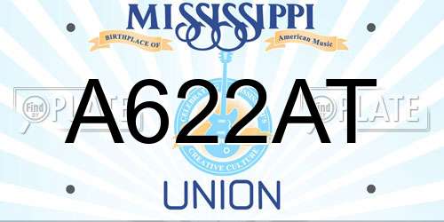 A622AT Mississippi License Plate