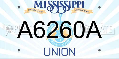 A6260A Mississippi License Plate