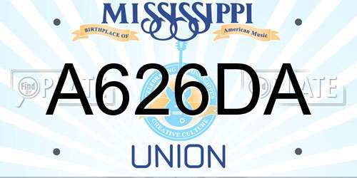 A626DA Mississippi License Plate