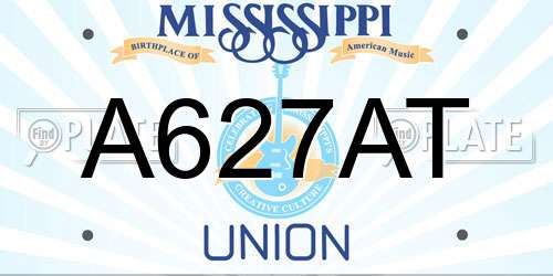 A627AT Mississippi License Plate