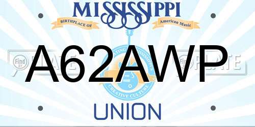 A62AWP Mississippi License Plate
