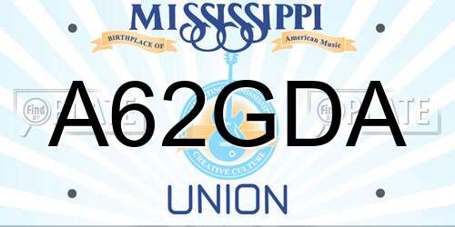 A62GDA Mississippi License Plate
