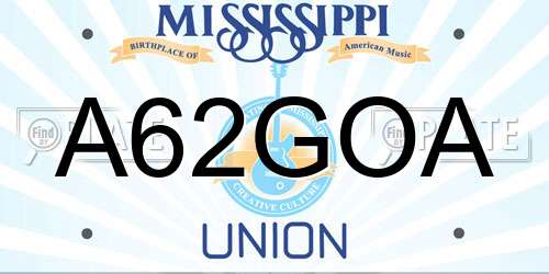 A62GOA Mississippi License Plate