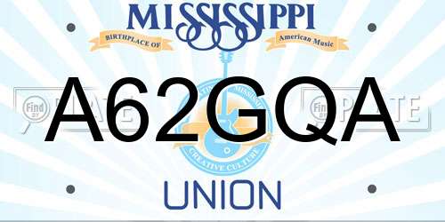 A62GQA Mississippi License Plate