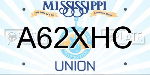 A62XHC Mississippi License Plate