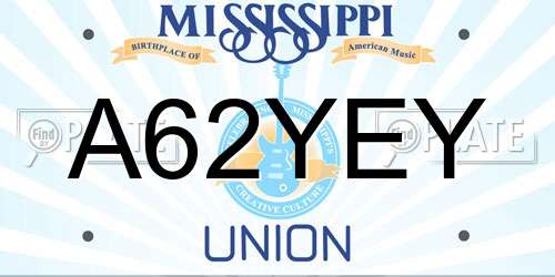 A62YEY Mississippi License Plate