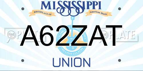 A62ZAT Mississippi License Plate