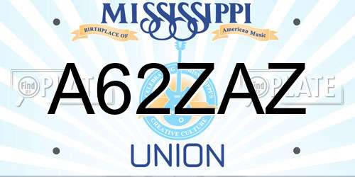 A62ZAZ Mississippi License Plate