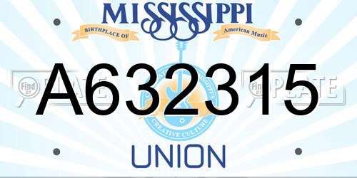 A632315 Mississippi License Plate