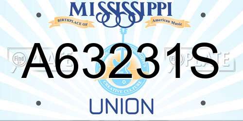A63231S Mississippi License Plate