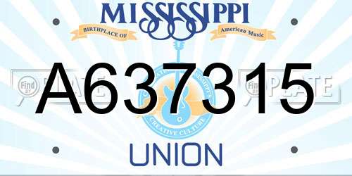 A637315 Mississippi License Plate