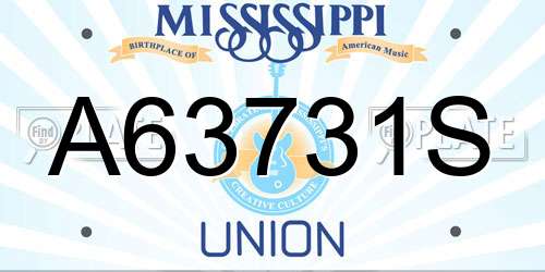A63731S Mississippi License Plate