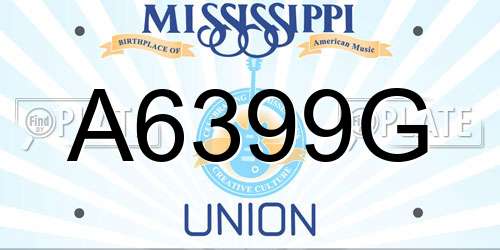 A6399G Mississippi License Plate