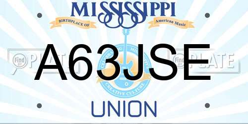 A63JSE Mississippi License Plate